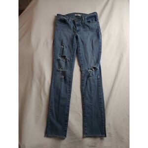 Levi's 711 Skinny Jeans Womens Size 28 Blue Medium Wash Denim Distressed Pockets